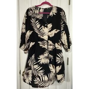 🩵🩵Shein Women's Black And Tan Tropical Print Dress, Cover Up, Vacation, XL🩵🩵